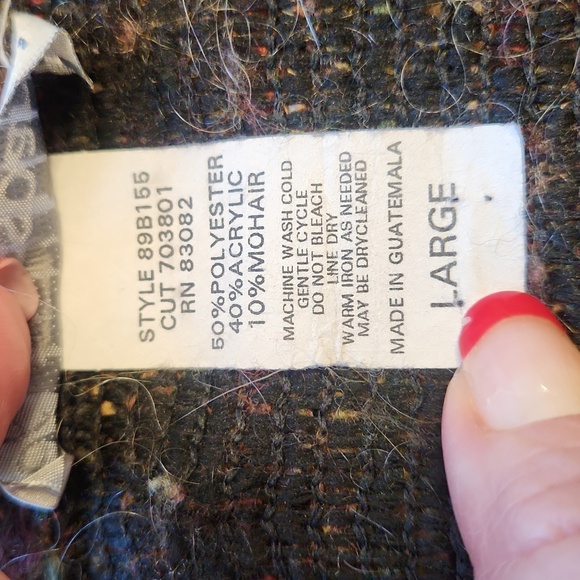 Vintage 90s Mohair Blend Multicolor Spacedye Button Up Cardigan Jacket L - Picture 6 of 12